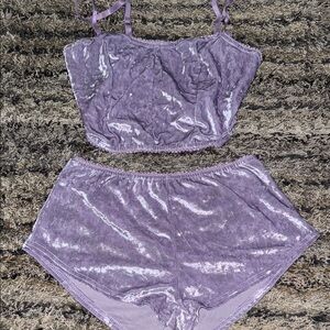 Velvet Sleepwear Set in lavender NEW without tags